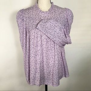 Cottage core purple floral medium top